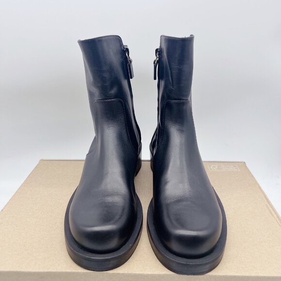Stuart Weitzman 5050 Bold Zip Bootie Ankle Boots Black Leather US 7 - Made SPAIN - Picture 5 of 12